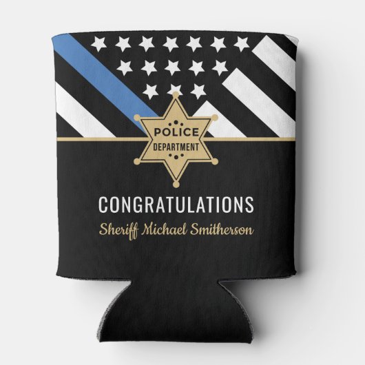 Police Sheriff Retirement Thin Blue Line Flag Dosenkühler (Rückseite)