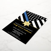 Police Sheriff Retirement Thin Blue Line Flag Folieneinladung (Gedreht)