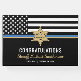 Police Sheriff Retirement Thin Blue Line Flag Gästebuch