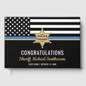Police Sheriff Retirement Thin Blue Line Flag Gästebuch (Vorderseite)