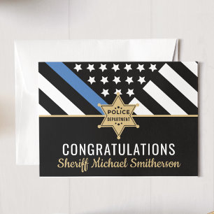 Police Sheriff Retirement Thin Blue Line Flag Karte