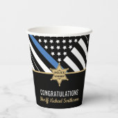 Police Sheriff Retirement Thin Blue Line Flag Pappbecher (Rückseite)