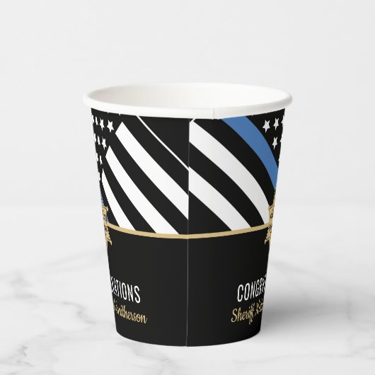Police Sheriff Retirement Thin Blue Line Flag Pappbecher (Rechts)