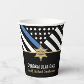 Police Sheriff Retirement Thin Blue Line Flag Pappbecher (Vorderseite)