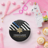 Police Sheriff Retirement Thin Blue Line Flag Pappteller (Party)