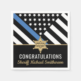 Police Sheriff Retirement Thin Blue Line Flag Serviette