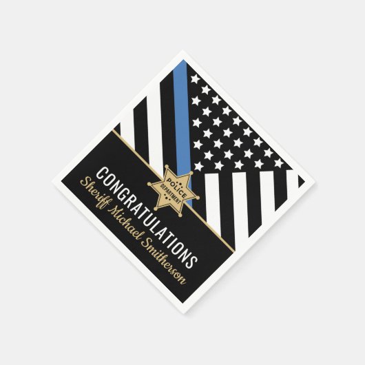 Police Sheriff Retirement Thin Blue Line Flag Serviette (Ecke)