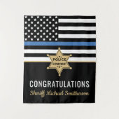 Police Sheriff Retirement Thin Blue Line Flag Wandteppich (Vorderseite)