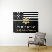 Police Sheriff Retirement Thin Blue Line Flag Wandteppich (Beispiel (Horizontal))