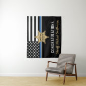 Police Sheriff Retirement Thin Blue Line Flag Wandteppich (Beispiel)