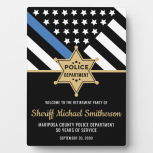 Police Sheriff Retirement Thin Blue Line Willkomme Fotoplatte