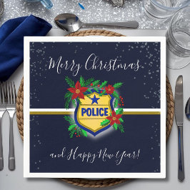 Police Shield Merry Christmas & Happy New Year Serviette