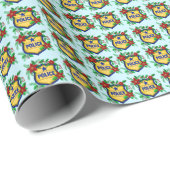 Police Shield with Poinsettia Christmas Geschenkpapier (Rolleneckpunkt)