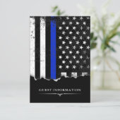 Police Style American Flag Party|Event Small Black Begleitkarte (Stehend Vorderseite)