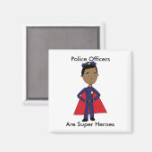 Police Super Hero Afro American Personalize Magnet (Vorderseite/Rückseite)