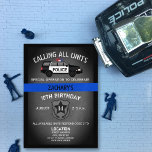 Police SUV Abzeichen Thin Blue Line Geburtstag Einladung<br><div class="desc">Thema der Polizei Geburtstag mit Illustrationen der dünnen blauen Linie,  Polizeiwagen SUV und Polizei Abzeichen. Weißer Text.</div>