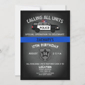 Police SUV Abzeichen Thin Blue Line Geburtstag Magneteinladung (Vorderseite)