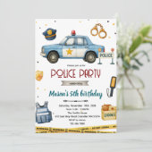 Police theme birthday party invitation einladung (Stehend Vorderseite)