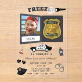 Police Themed Policeman Cop Badge Photo Birthday Acryleinladungen (Vorderseite)