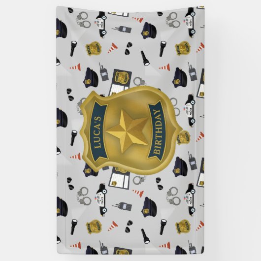 Police Themed Policeman Cop Birthday Banner (Vertikal)