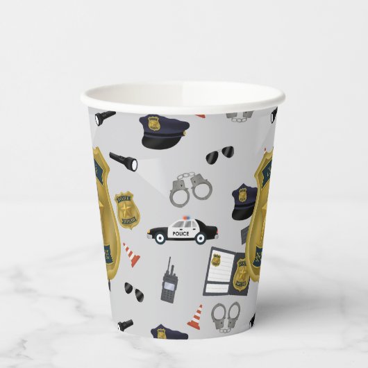 Police Themed Policeman Cop Birthday Pappbecher (Links)