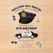 Police Themed Policeman Cop Birthday Party Acryleinladungen (Vorderseite)