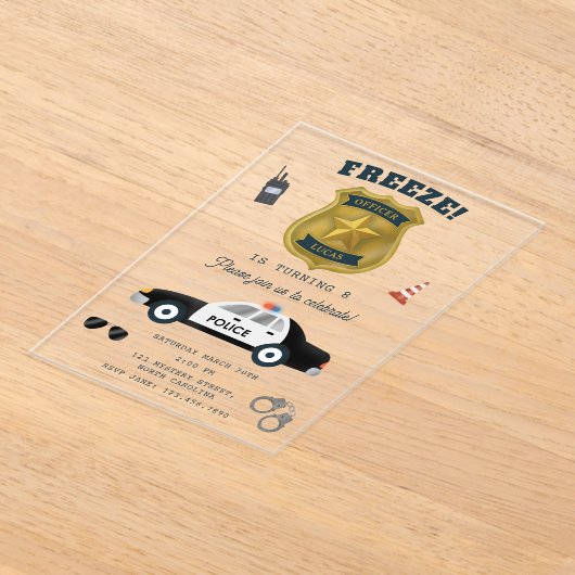 Police Themed Policeman Cop Birthday Party Acryleinladungen (Ablage )