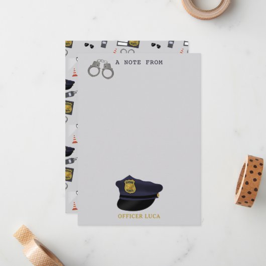 Police Themed Policeman Cop Boy Kids Mitteilungskarte (Vorderseite/Rückseite Beispiel)