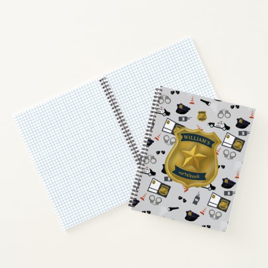 Police Themed Policeman Cop Kids Name Notizblock (Innenseite)