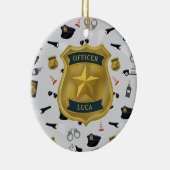 Police Themed Policeman Cop Officer Name Keramik Ornament (Rechts)