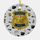 Police Themed Policeman Cop Officer Name Keramik Ornament (Vorne)