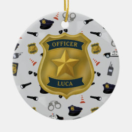 Police Themed Policeman Cop Officer Name Keramik Ornament