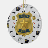 Police Themed Policeman Cop Officer Name Keramik Ornament (Links)