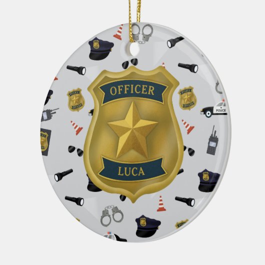 Police Themed Policeman Cop Officer Name Keramik Ornament (Links)