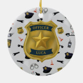 Police Themed Policeman Cop Officer Name Keramik Ornament (Hinten)