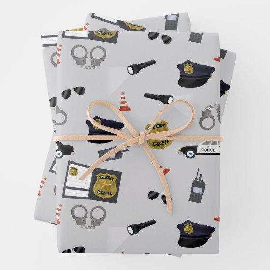 Police Themed Policeman Cop Pattern Geschenkpapier Set (Beispiel)