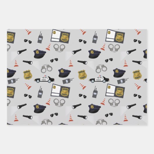 Police Themed Policeman Cop Pattern Geschenkpapier Set (Vorderseite)
