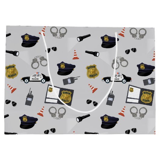 Police Themed Policeman Cop Pattern Große Geschenktüte (Rückseite)
