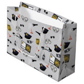 Police Themed Policeman Cop Pattern Große Geschenktüte (Vorderseite Schrägansicht)