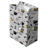 Police Themed Policeman Cop Pattern Mittlere Geschenktüte (Rückseite Schrägansicht)