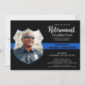 Police Thin Blue Lin Custom Foto Retirement Party Einladung (Vorderseite)