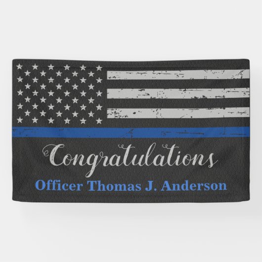 Police Thin Blue Line Abschluss Banner (Horizontal)