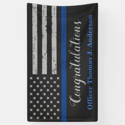 Police Thin Blue Line Abschluss Banner (Vertikal)