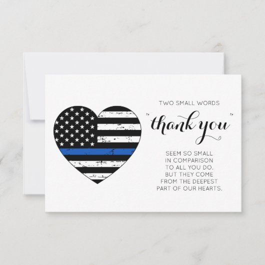 Police Thin Blue Line American Flag Danke Karte (Vorderseite)