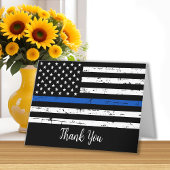 Police Thin Blue Line American Flag Dankeskarte