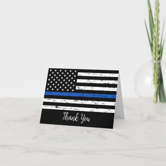 Police Thin Blue Line American Flag Dankeskarte (Vorderseite)