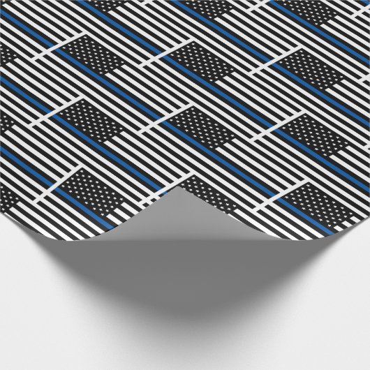 Police Thin Blue Line American Flag Geschenkpapier (Ecke)
