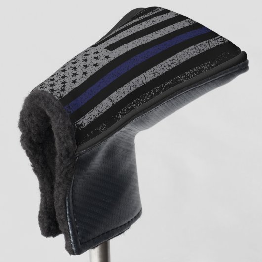 Police Thin Blue Line American Flag Golf Head Cove Golf Headcover (3/4 Vorderseite)
