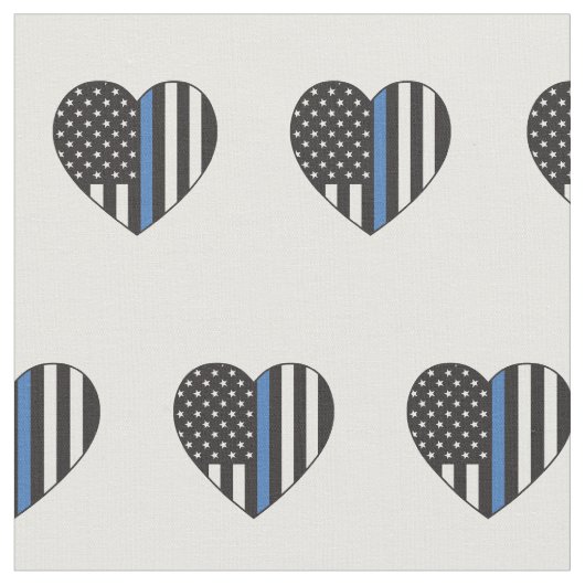 Police Thin Blue Line American Flag Herzmuster Stoff (Nahaufnahme)