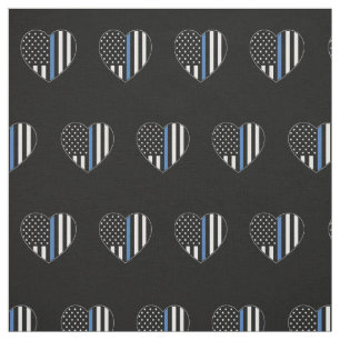 Police Thin Blue Line American Flag Herzmuster Stoff